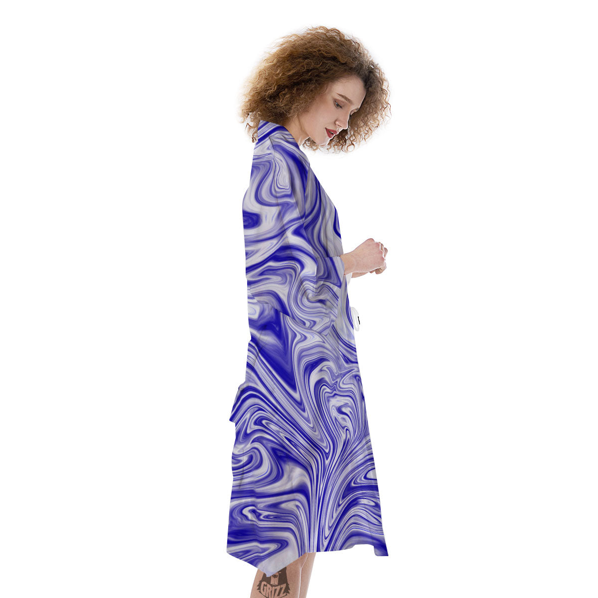 Liquid Psychedelic Print Pattern Kimono-grizzshop