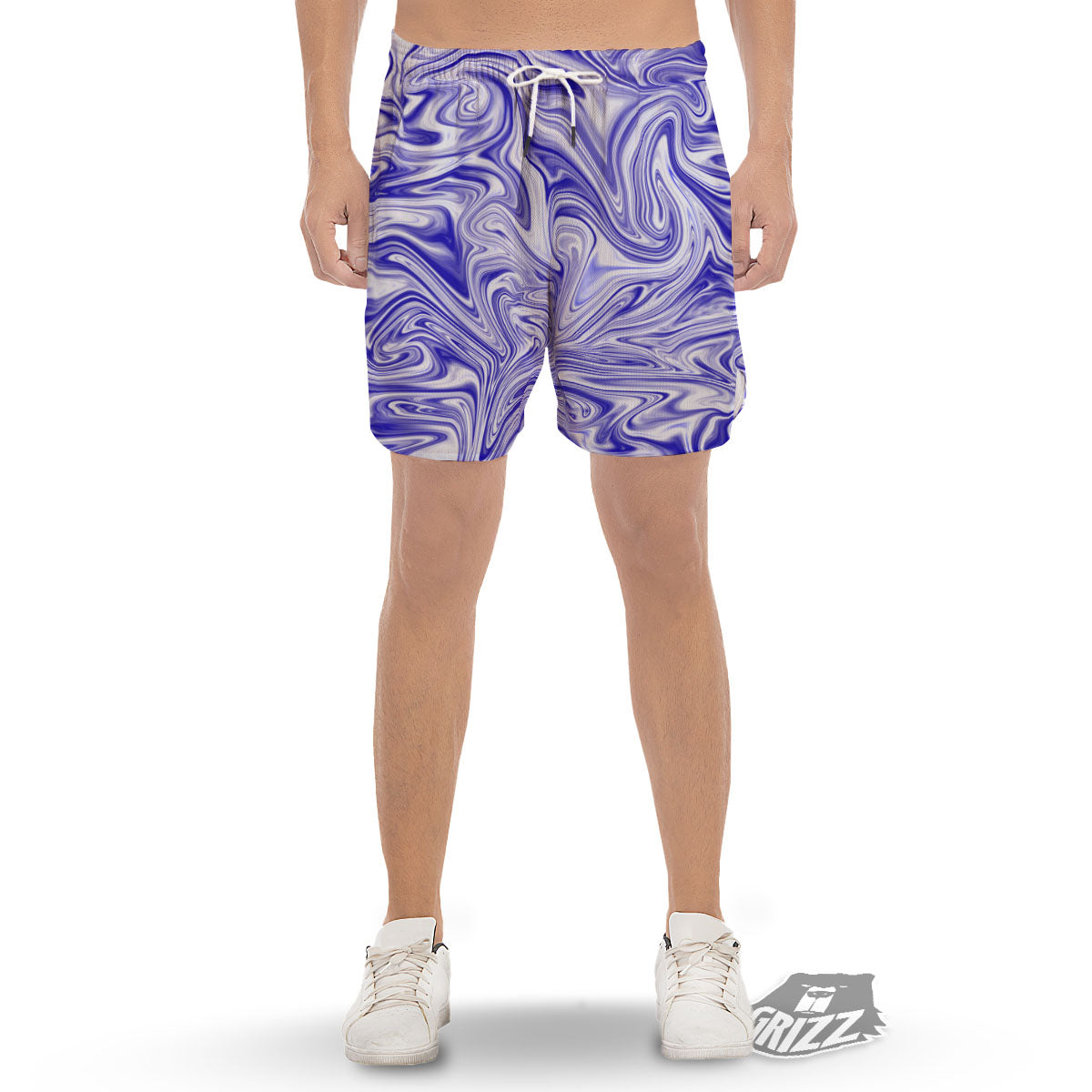 Liquid Psychedelic Print Pattern Men's Gym Shorts-grizzshop