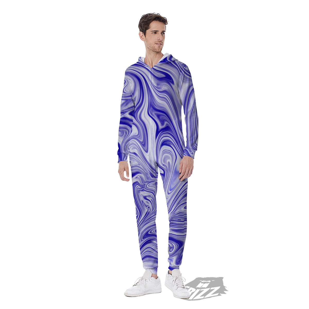 Liquid Psychedelic Print Pattern Men's Jumpsuit-grizzshop
