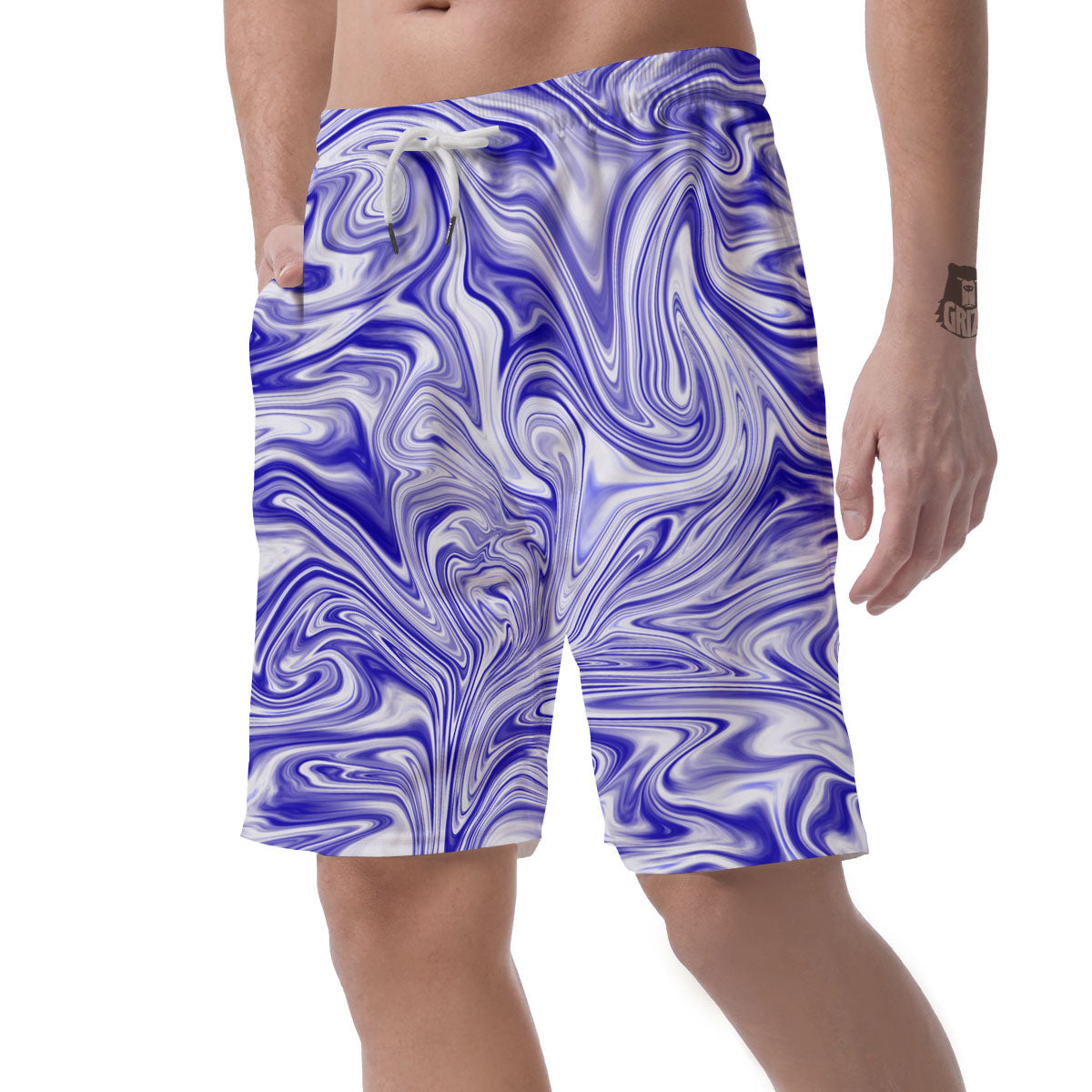 Liquid Psychedelic Print Pattern Men's Shorts-grizzshop