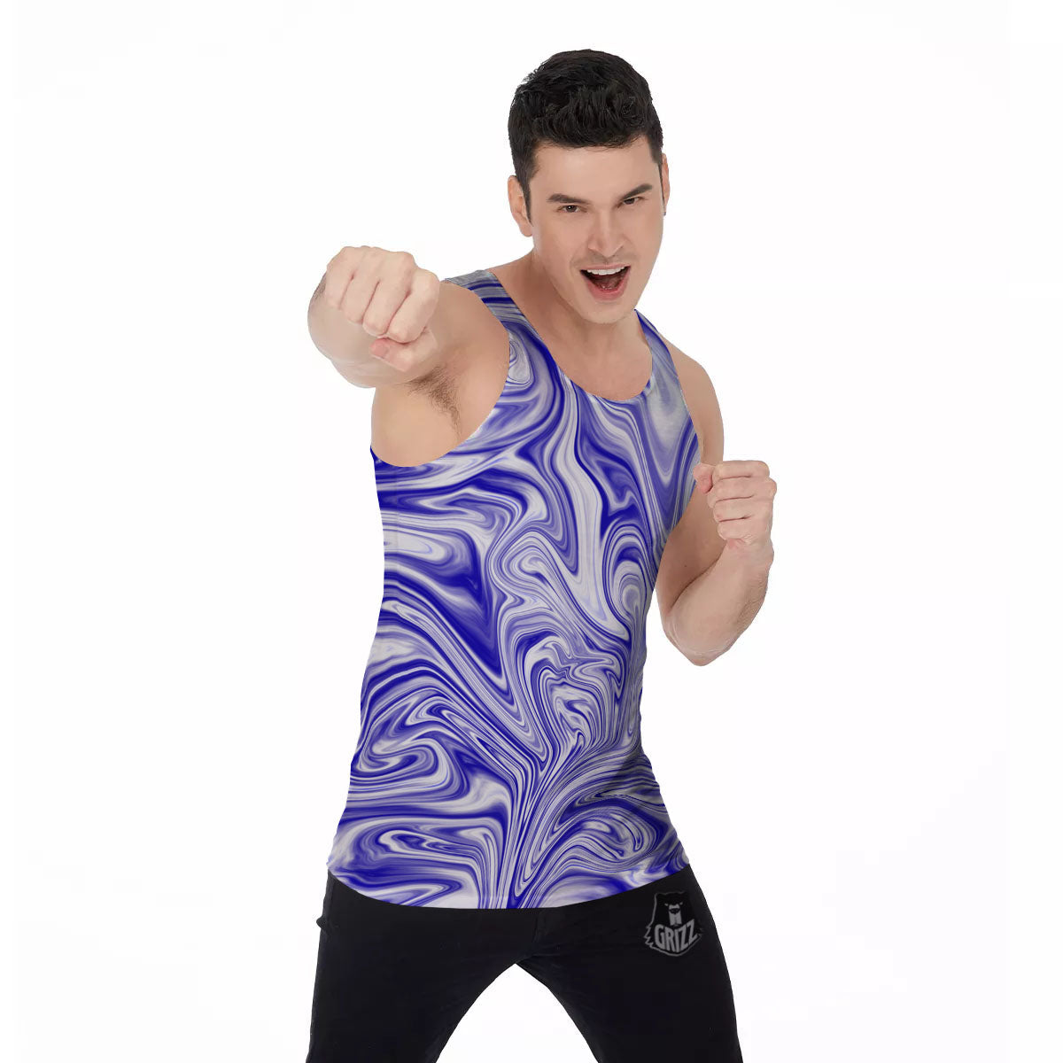 Liquid Psychedelic Print Pattern Men's Tank Top-grizzshop