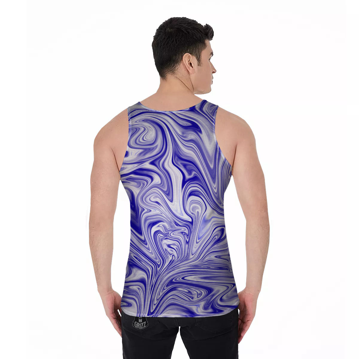 Liquid Psychedelic Print Pattern Men's Tank Top-grizzshop