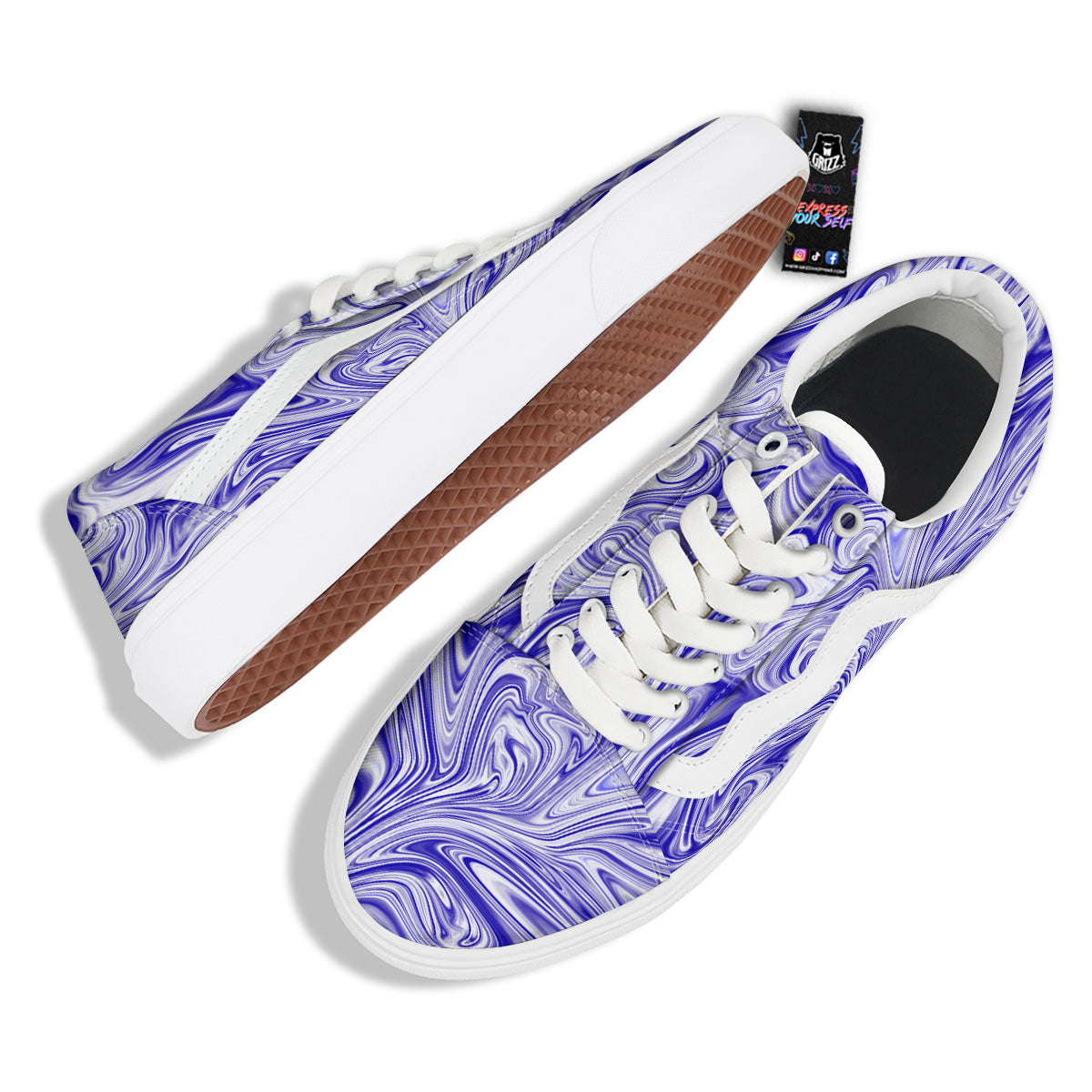Liquid Psychedelic Print Pattern Skate Shoes-grizzshop