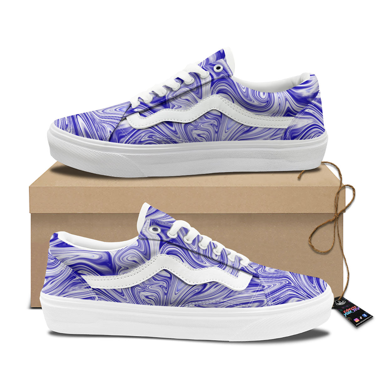 Liquid Psychedelic Print Pattern Skate Shoes-grizzshop