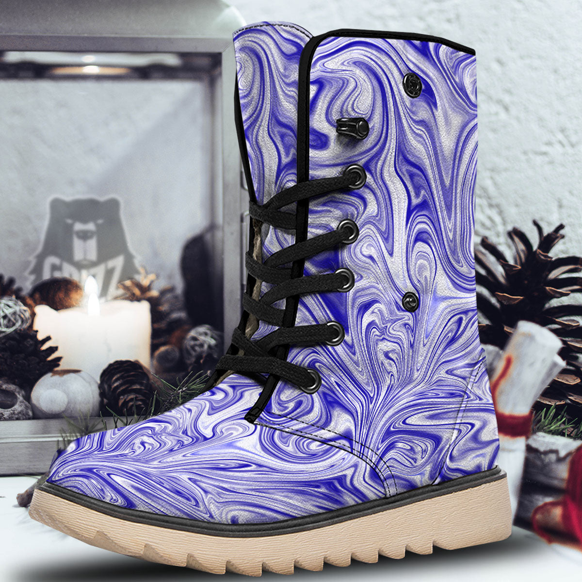 Liquid Psychedelic Print Pattern Snow Boots-grizzshop