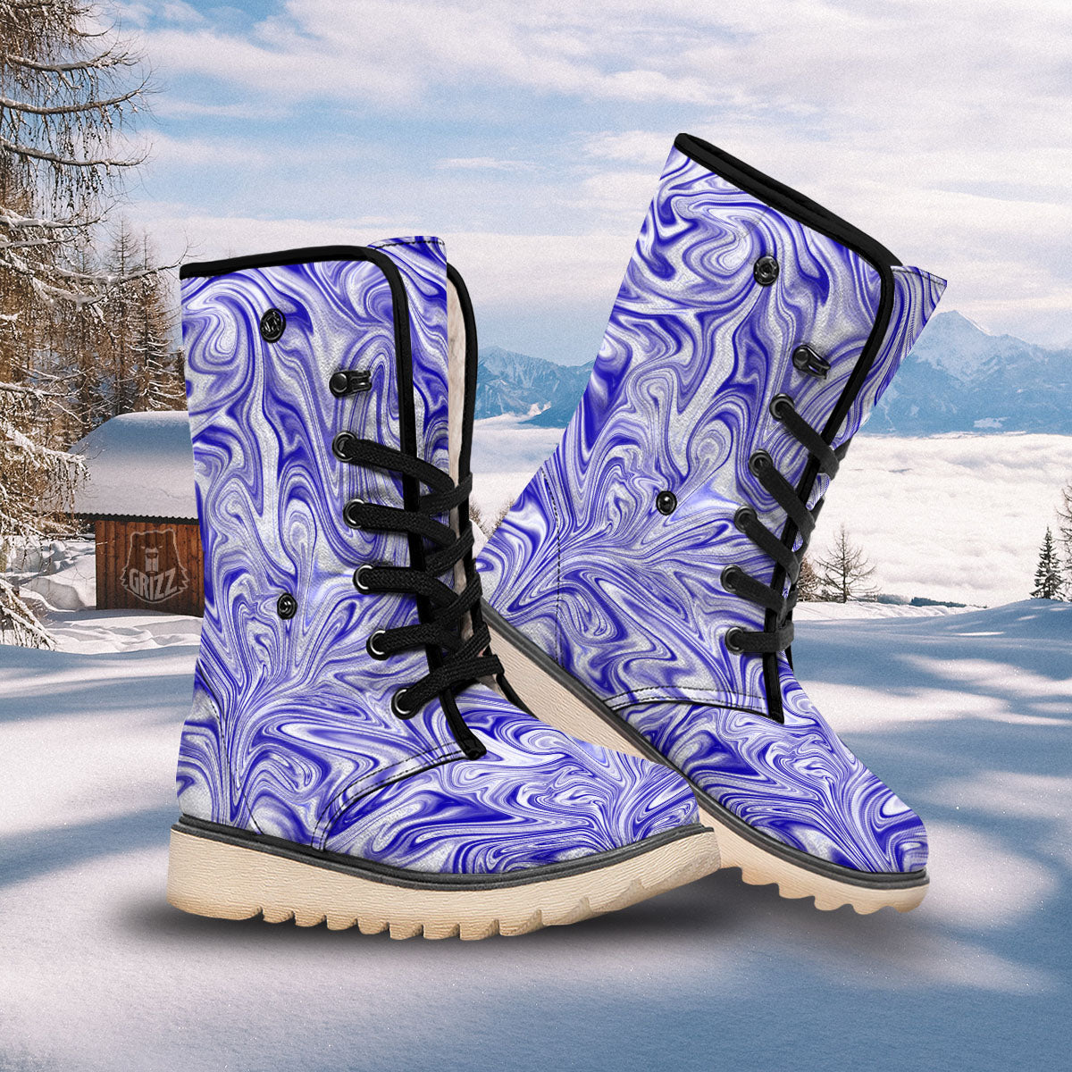 Liquid Psychedelic Print Pattern Snow Boots-grizzshop