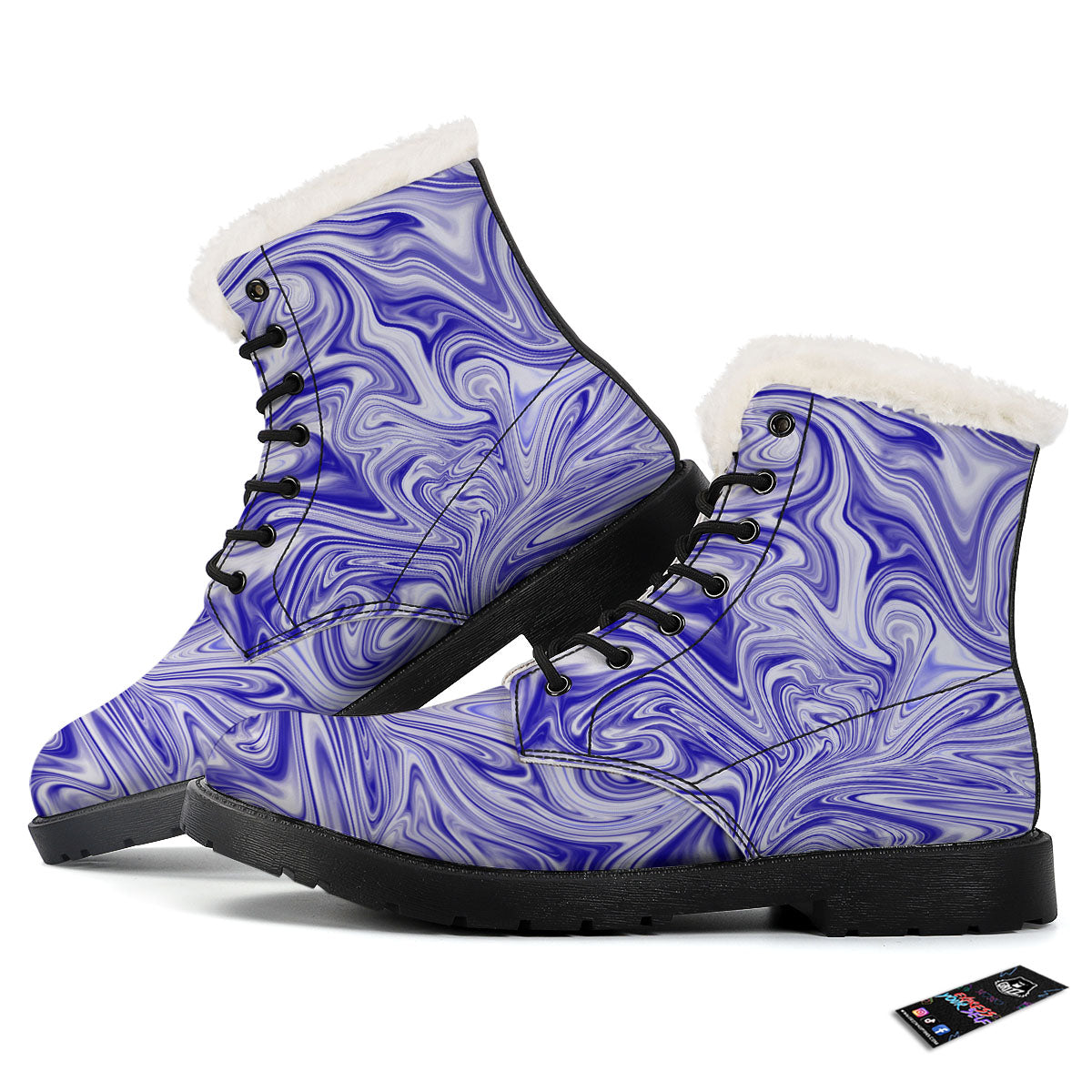 Liquid Psychedelic Print Pattern Winter Boots-grizzshop