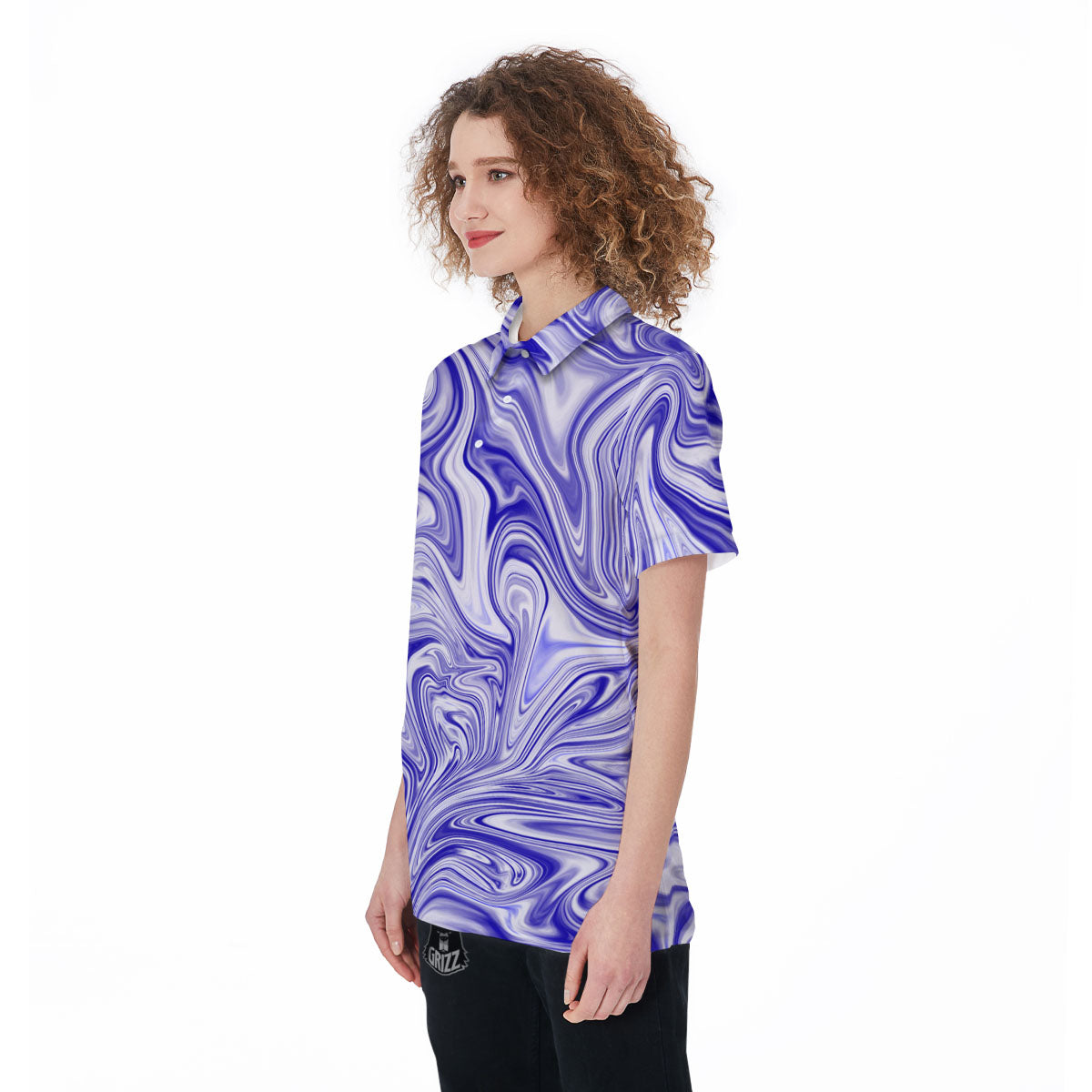 Liquid Psychedelic Print Pattern Women's Golf Shirts-grizzshop