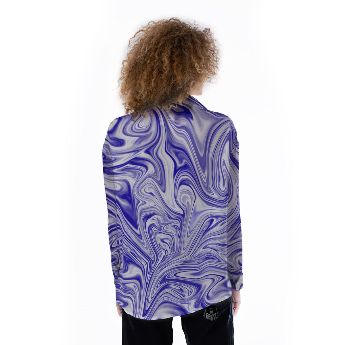 Liquid Psychedelic Print Pattern Women's Long Sleeve Shirts-grizzshop
