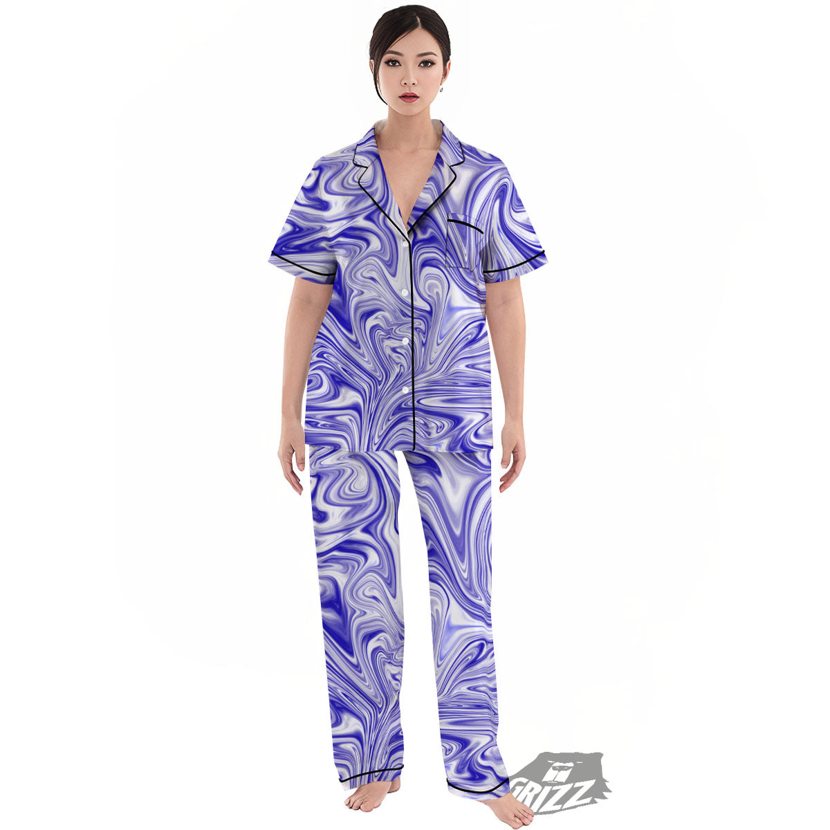 Liquid Psychedelic Print Pattern Women's Pajamas Set-grizzshop