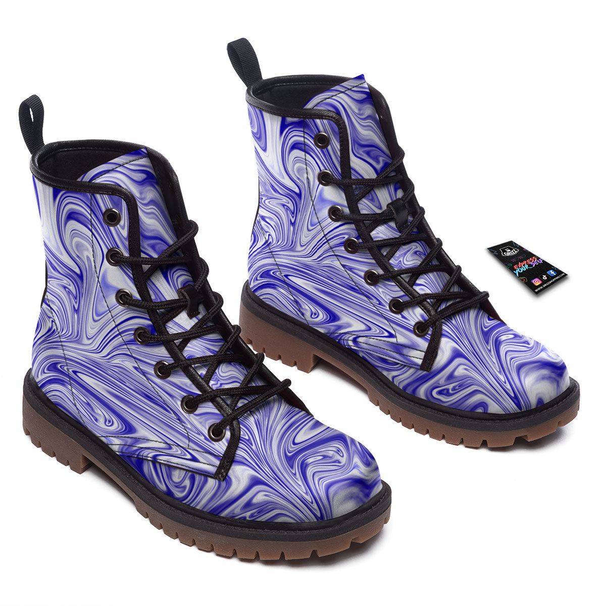Liquid Psychedelic Print Pattern Work Boots-grizzshop