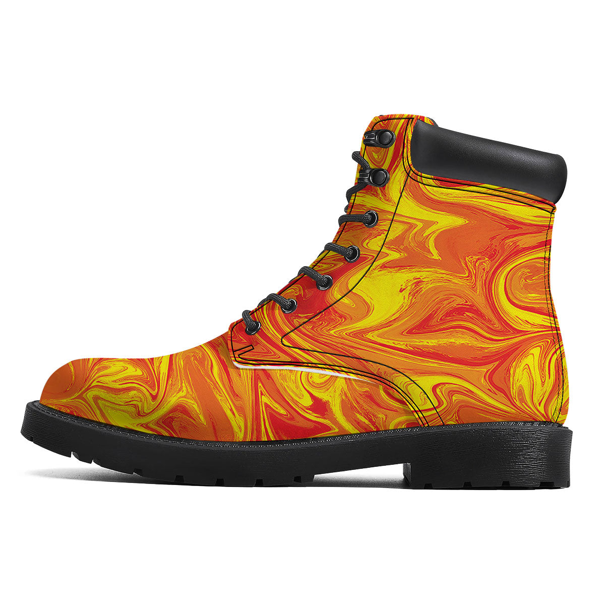 Liquid Psychedelic Trippy Orange Print Boots-grizzshop