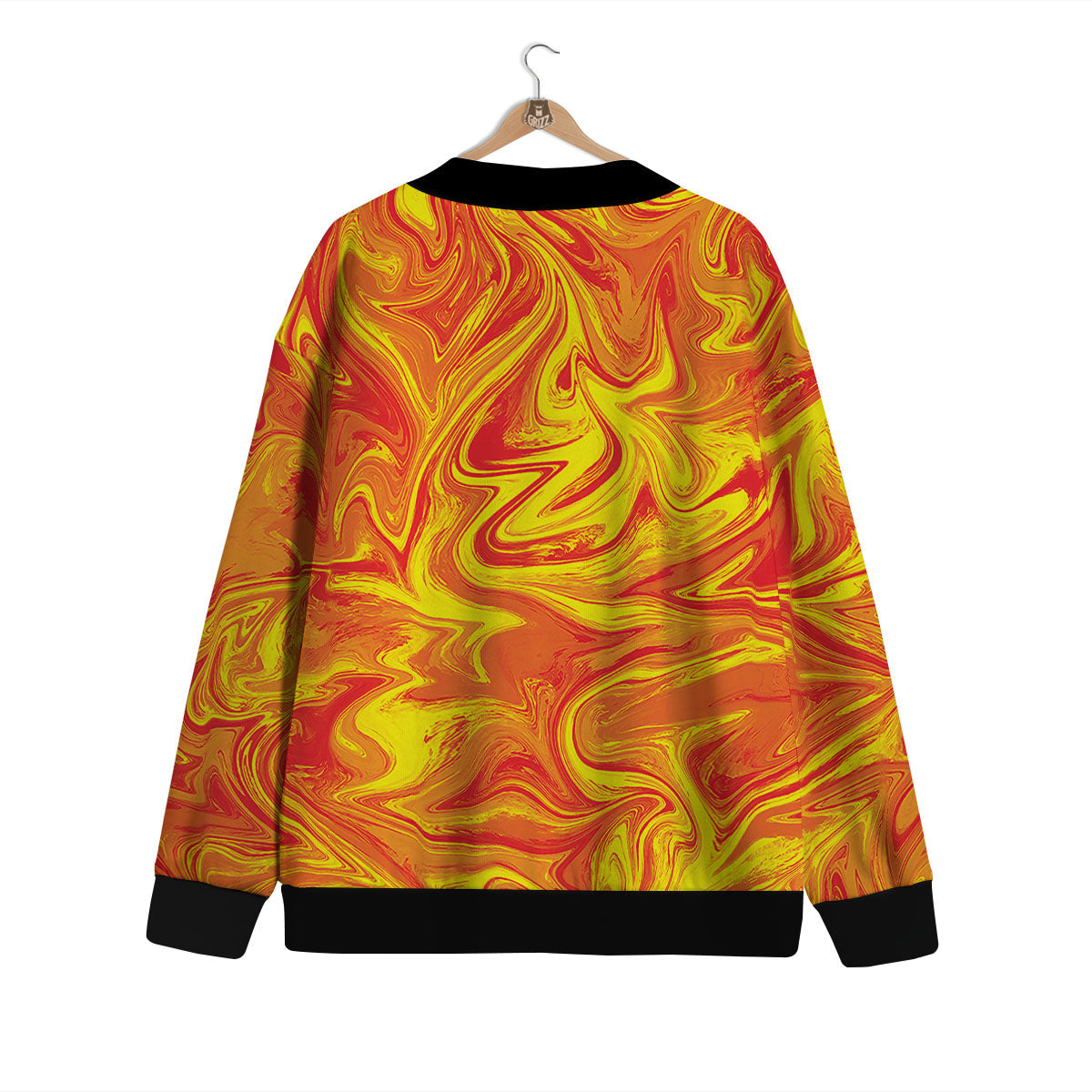 Liquid Psychedelic Trippy Orange Print Cardigan-grizzshop