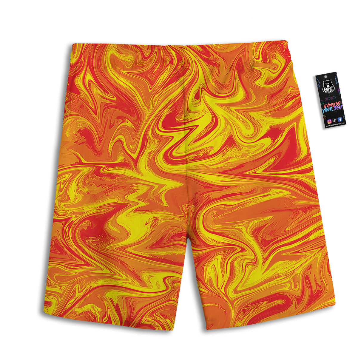 Liquid Psychedelic Trippy Orange Print Men's Athletic Shorts