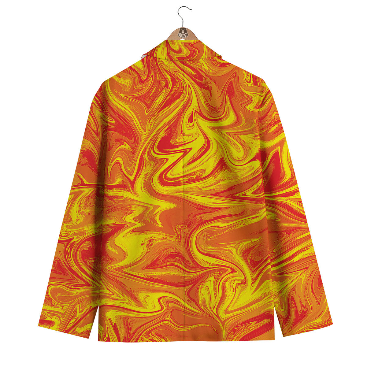 Liquid Psychedelic Trippy Orange Print Men's Blazer-grizzshop