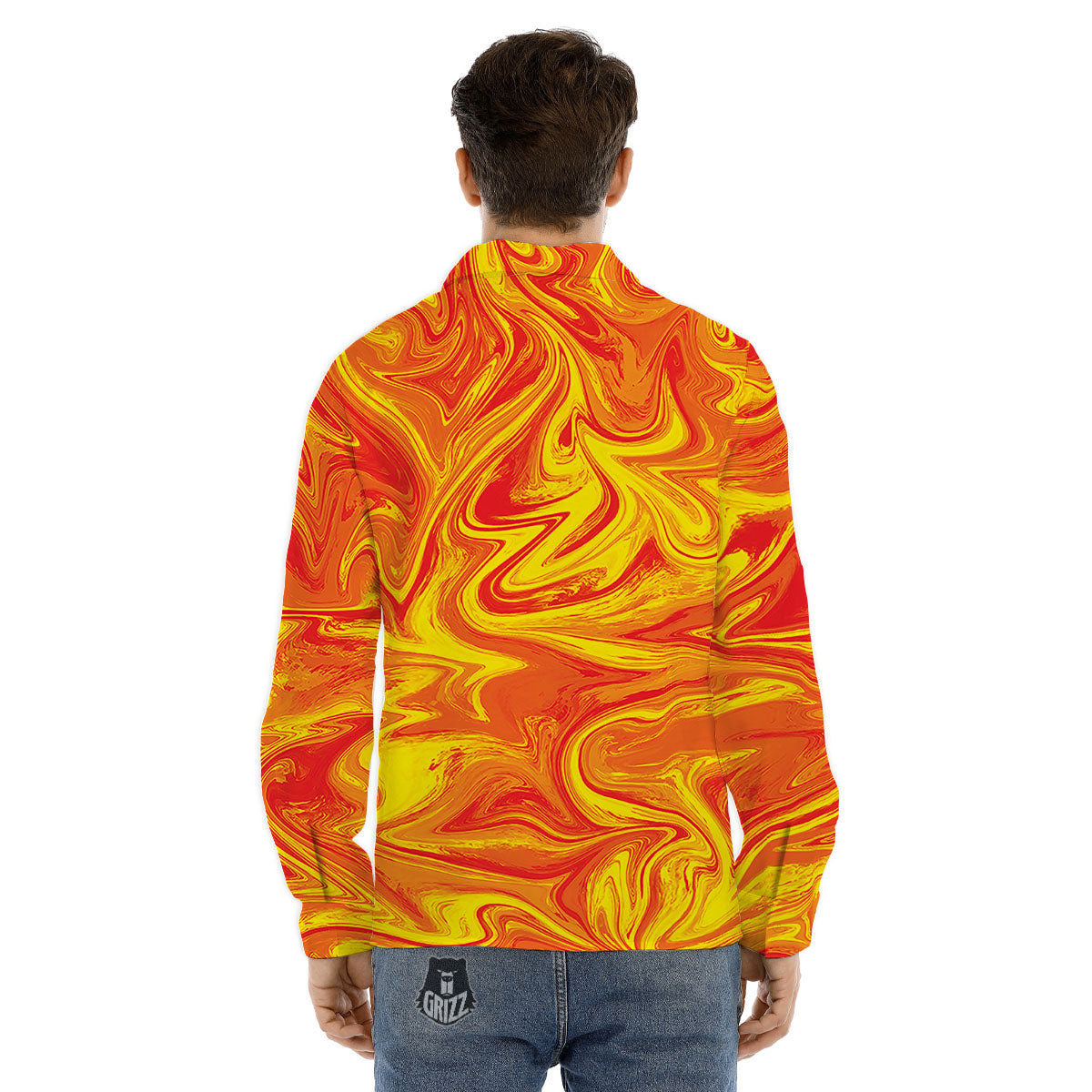 Liquid Psychedelic Trippy Orange Print Men's Dress Shirts-grizzshop