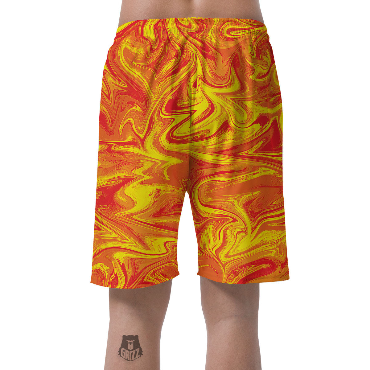 Liquid Psychedelic Trippy Orange Print Men's Shorts-grizzshop