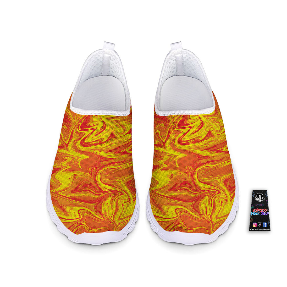 Liquid Psychedelic Trippy Orange Print Nurse Shoes-grizzshop