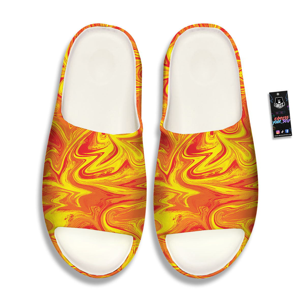 Liquid Psychedelic Trippy Orange Print Sandals-grizzshop