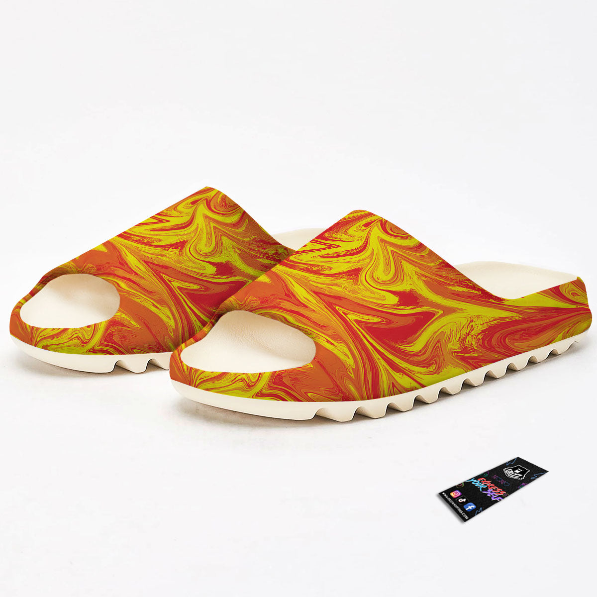 Liquid Psychedelic Trippy Orange Print Sandals-grizzshop