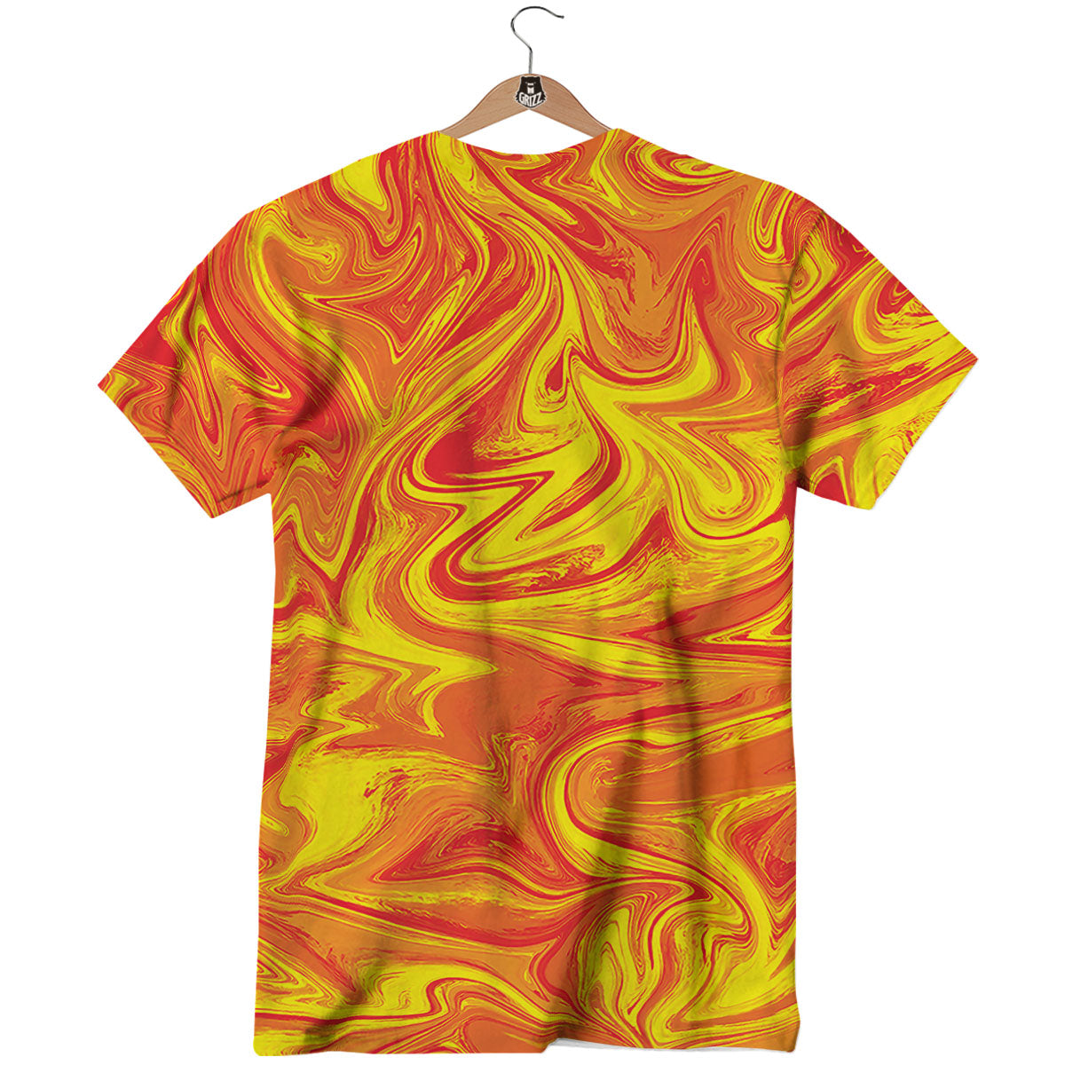 Liquid Psychedelic Trippy Orange Print T-Shirt-grizzshop