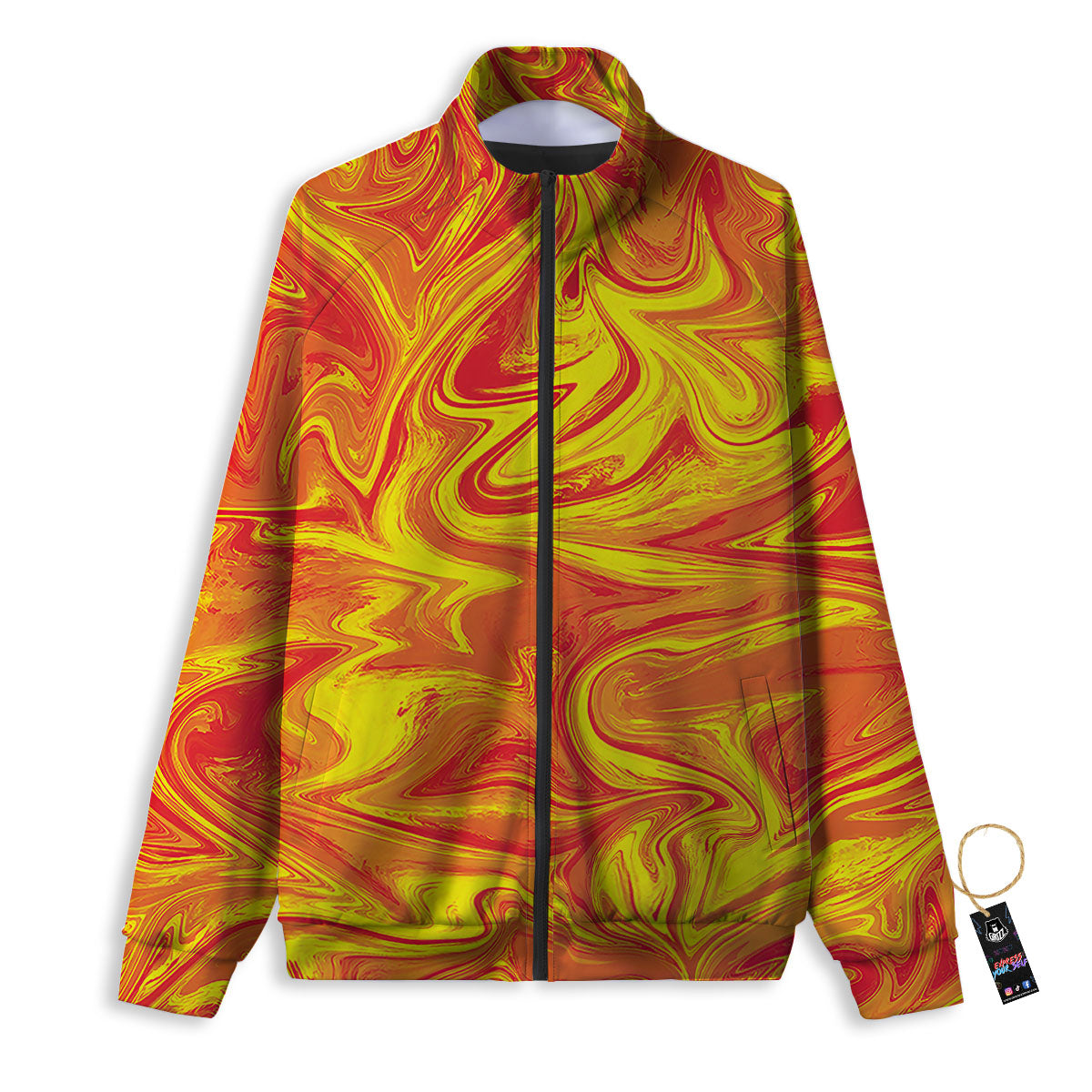 Liquid Psychedelic Trippy Orange Print Track Jacket-grizzshop