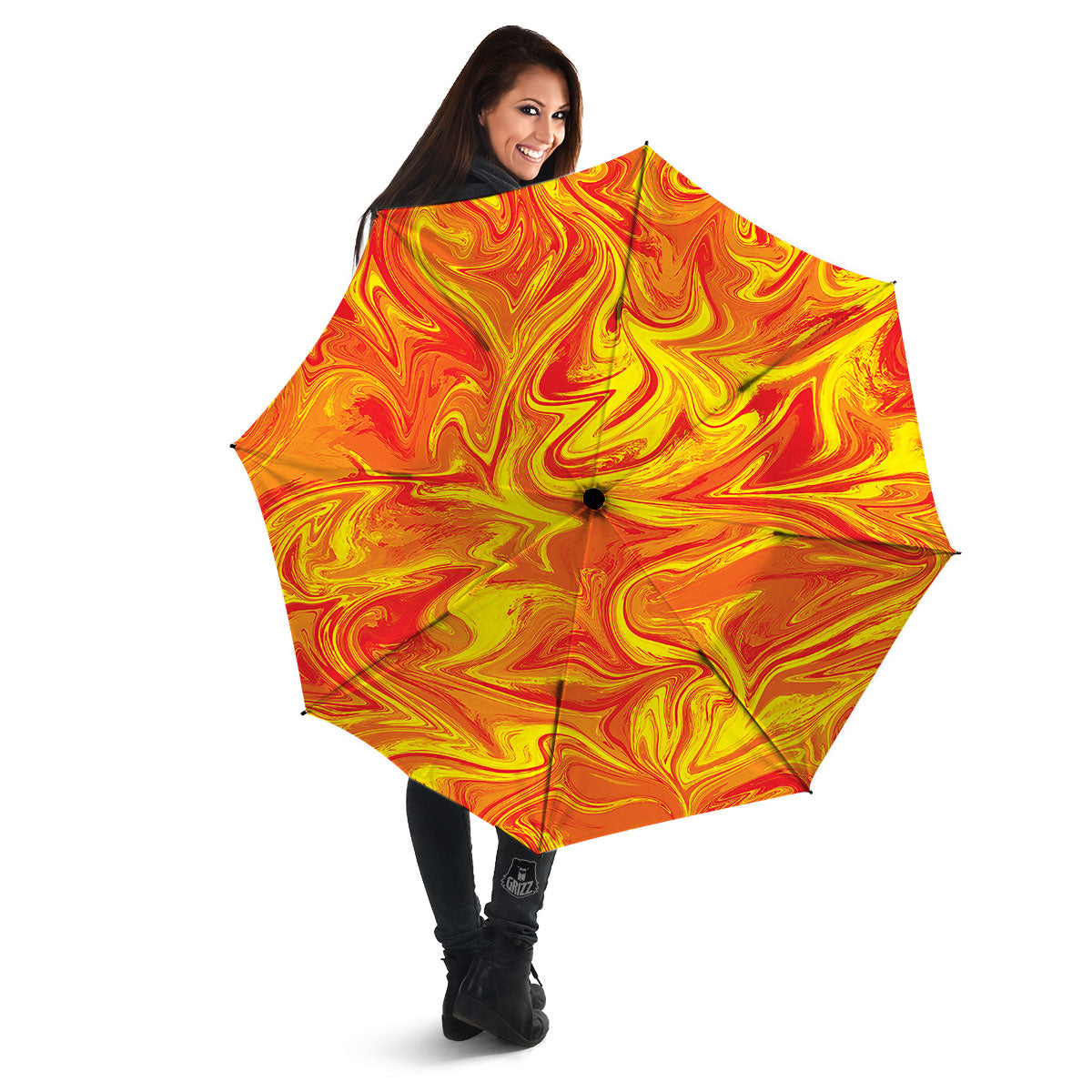 Liquid Psychedelic Trippy Orange Print Umbrella-grizzshop
