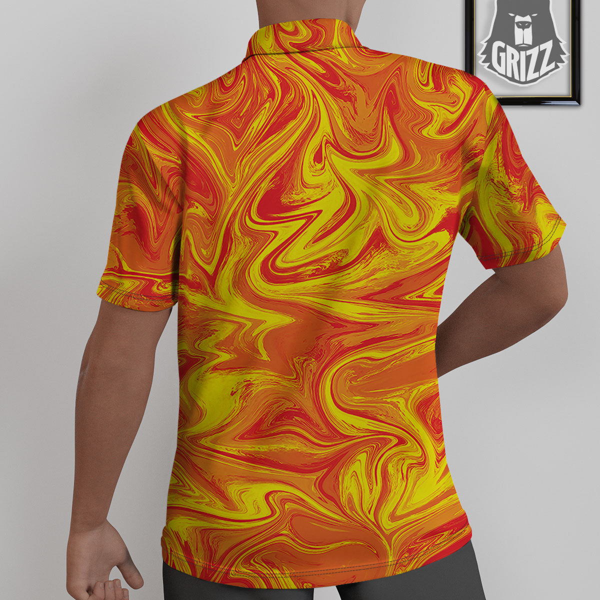 Liquid Psychedelic Trippy Orange Print Untucked Shirts-grizzshop