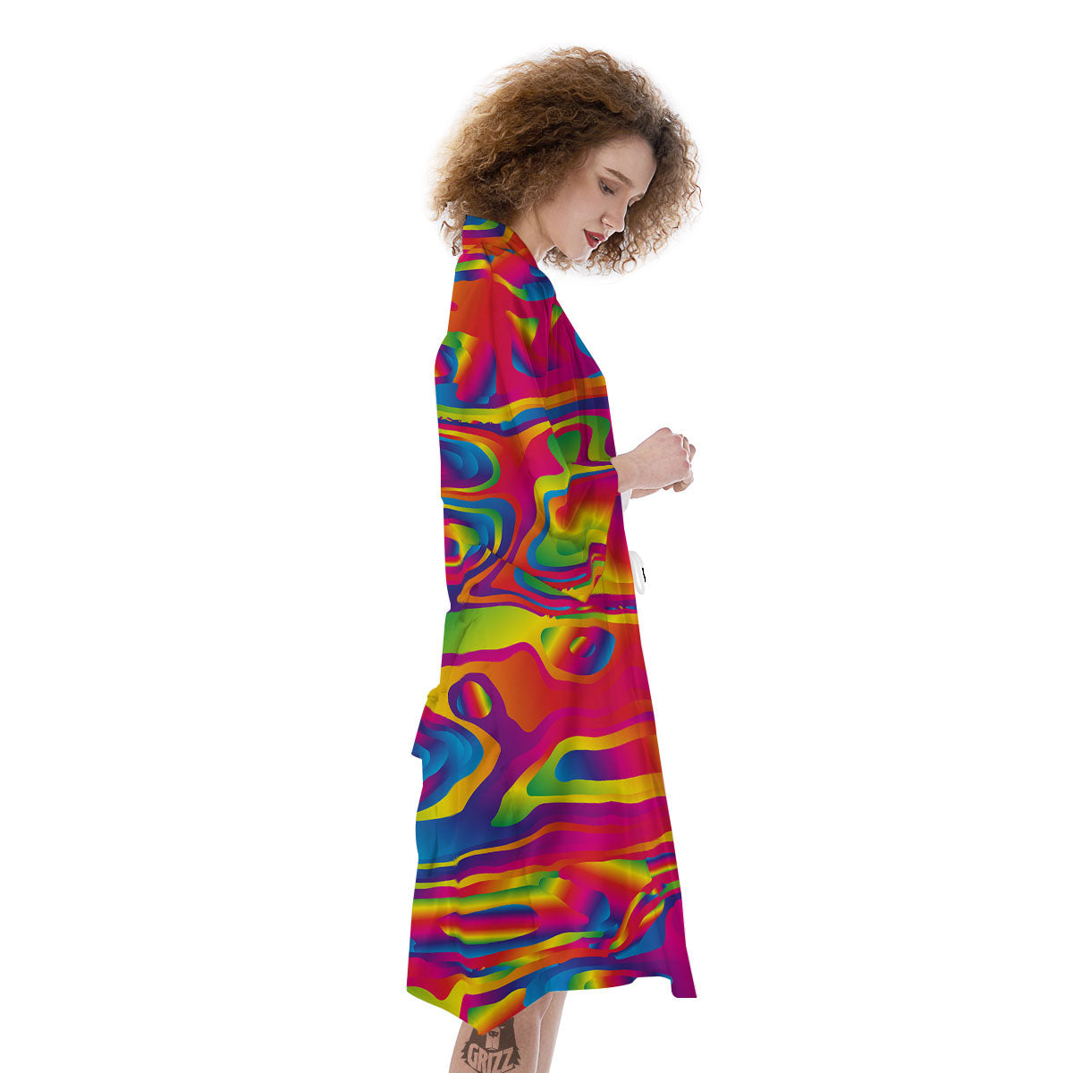 Liquid Trippy Abstract Colorful Print Kimono-grizzshop