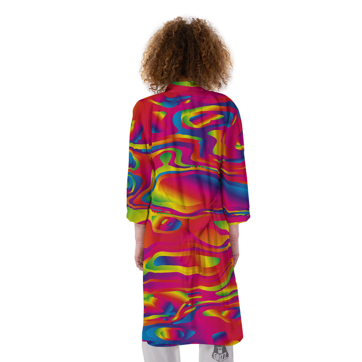 Liquid Trippy Abstract Colorful Print Kimono-grizzshop