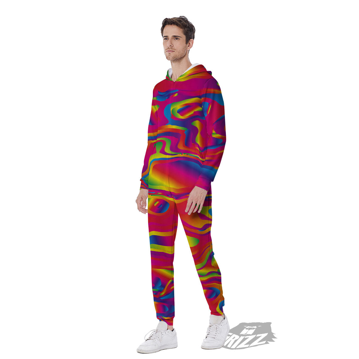 Liquid Trippy Abstract Colorful Print Men's Jumpsuit-grizzshop