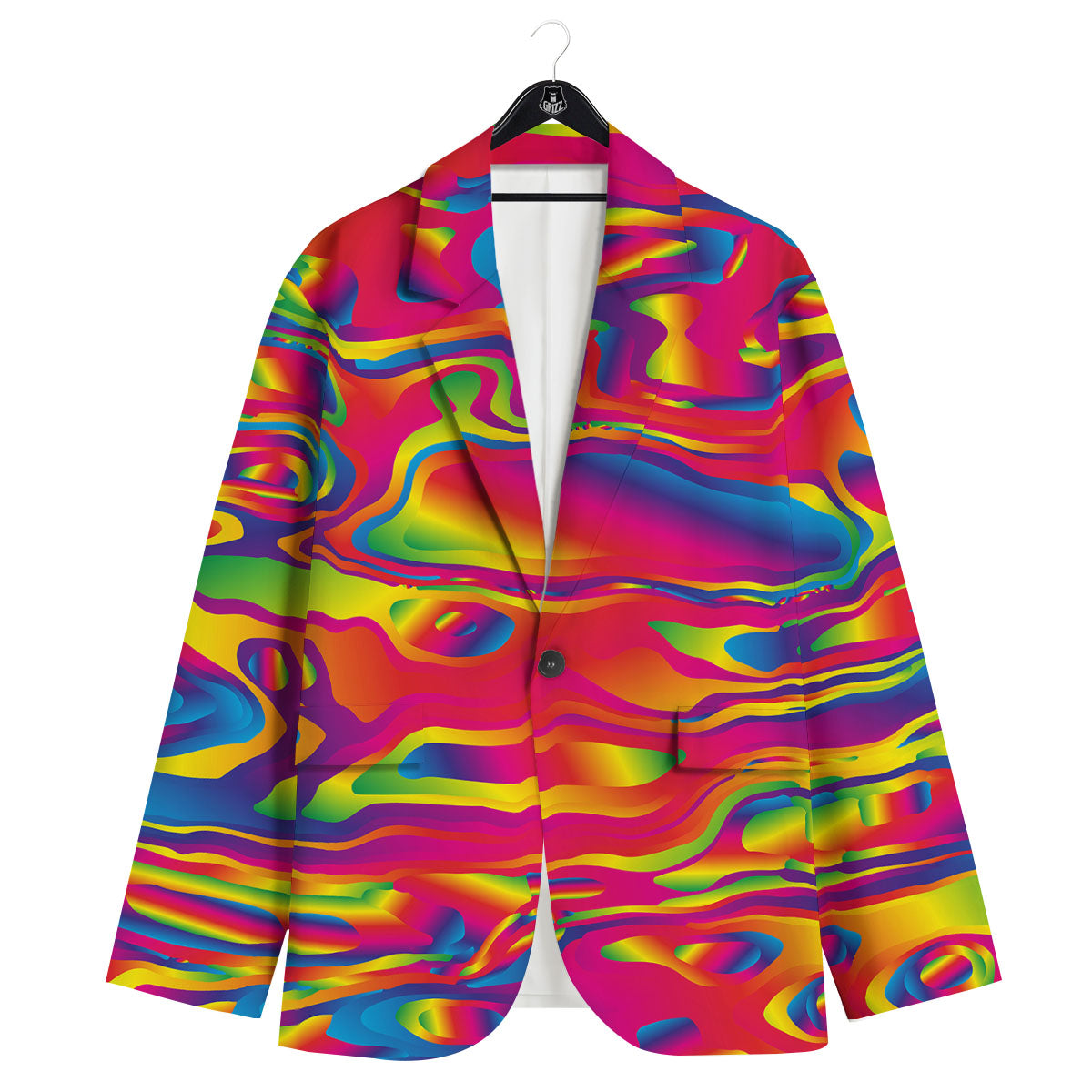 Liquid Trippy Abstract Colorful Print Men's Sport Coat-grizzshop
