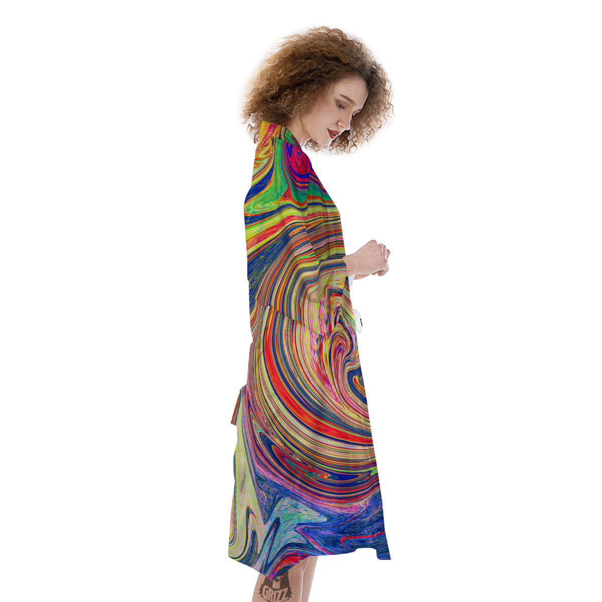 Liquid Trippy Abstract Psychedelic Print Kimono-grizzshop