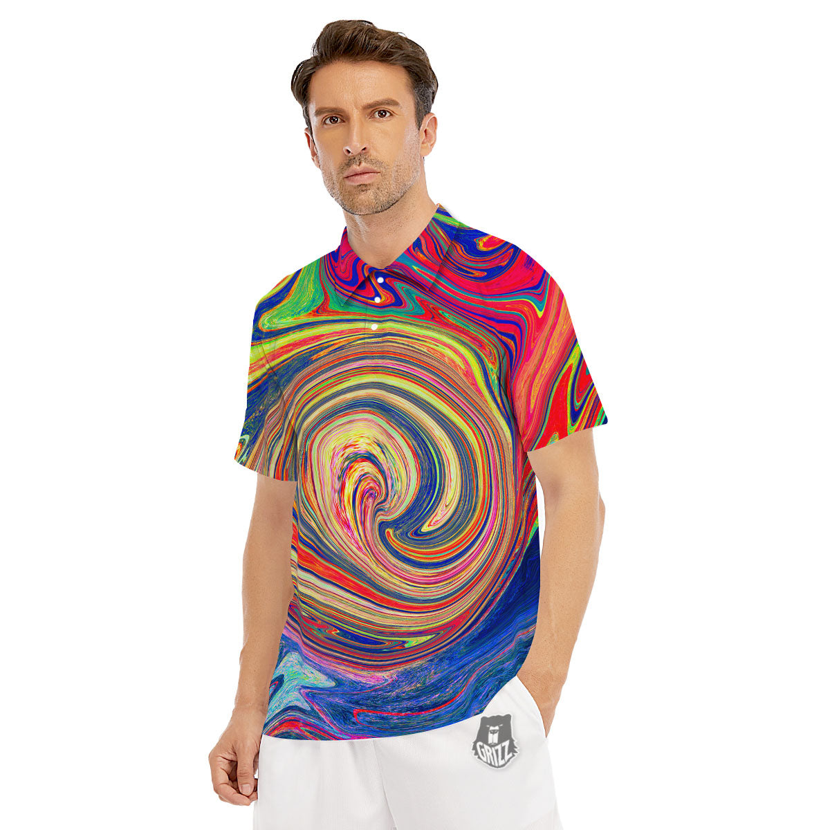 Liquid Trippy Abstract Psychedelic Print Men's Golf Shirts-grizzshop