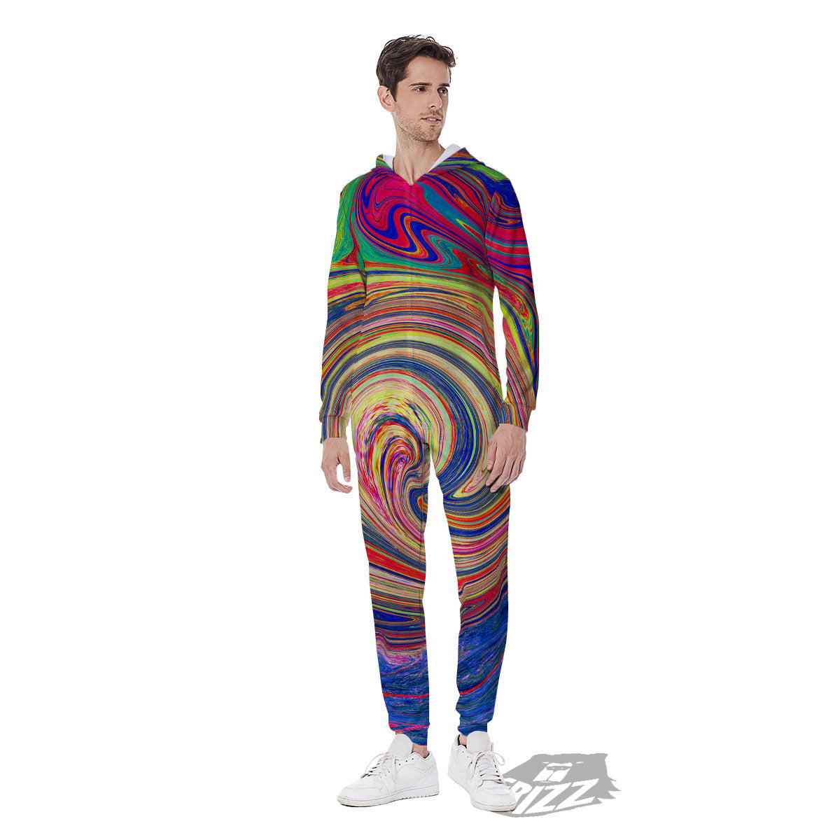 Liquid Trippy Abstract Psychedelic Print Men's Jumpsuit-grizzshop