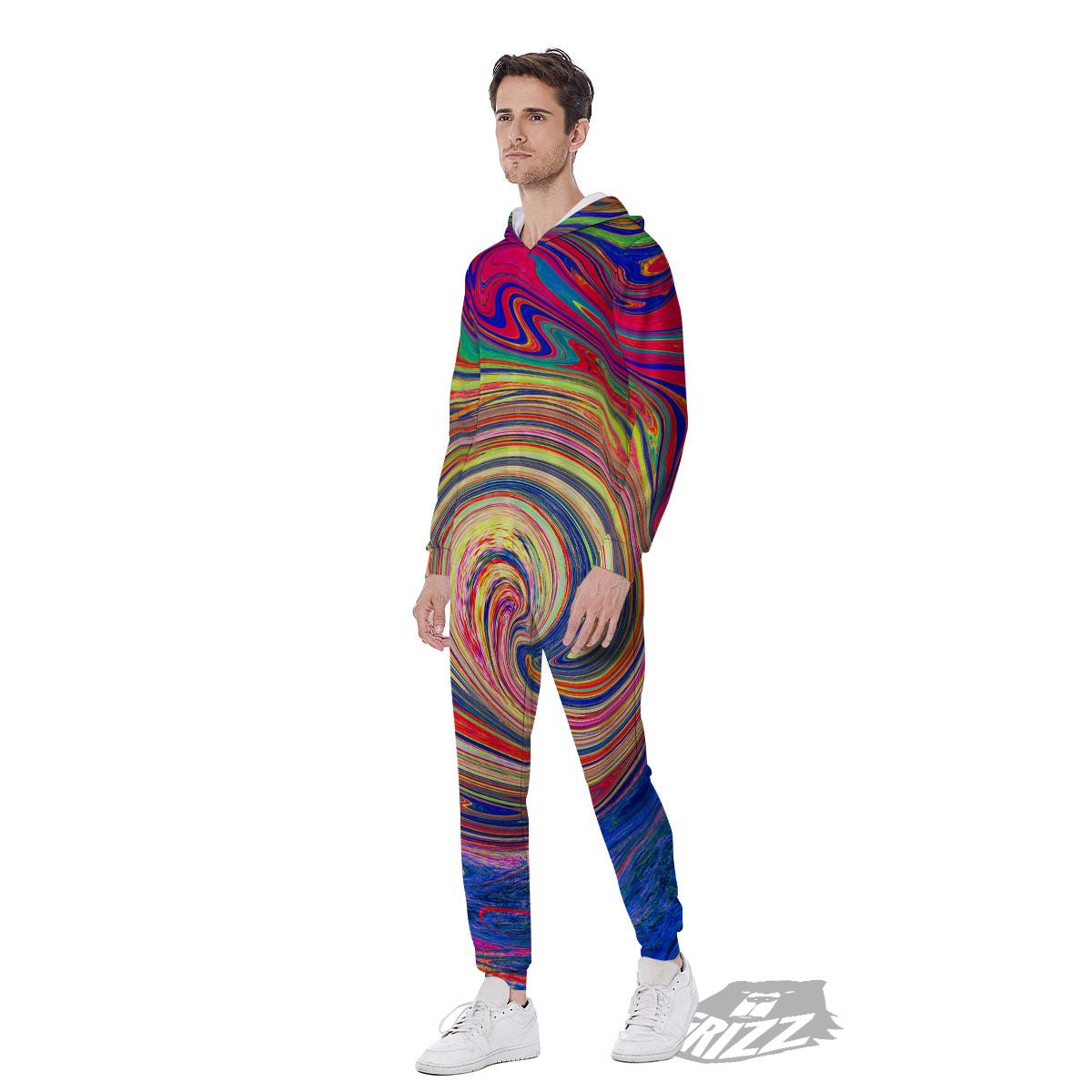 Liquid Trippy Abstract Psychedelic Print Men's Jumpsuit-grizzshop
