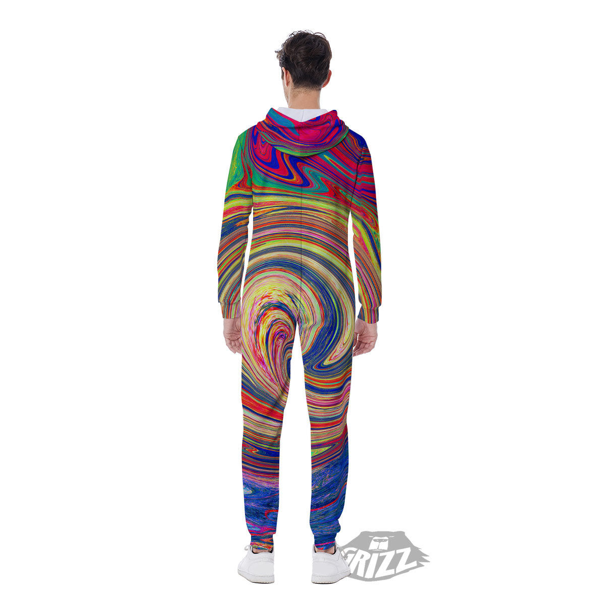 Liquid Trippy Abstract Psychedelic Print Men's Jumpsuit-grizzshop