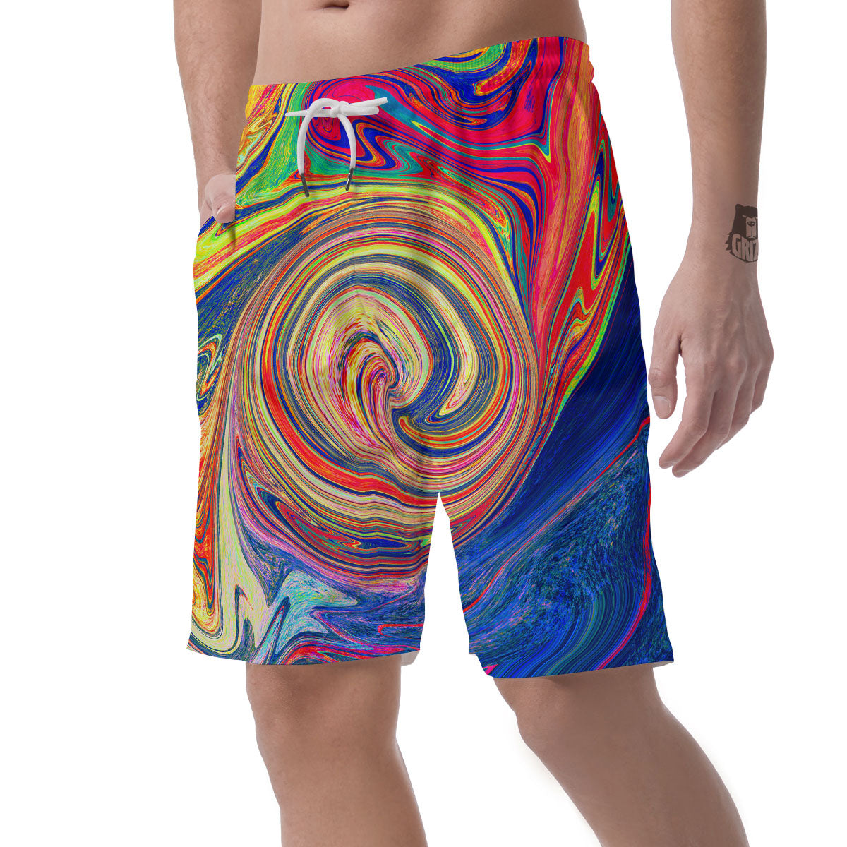 Liquid Trippy Abstract Psychedelic Print Men's Shorts-grizzshop