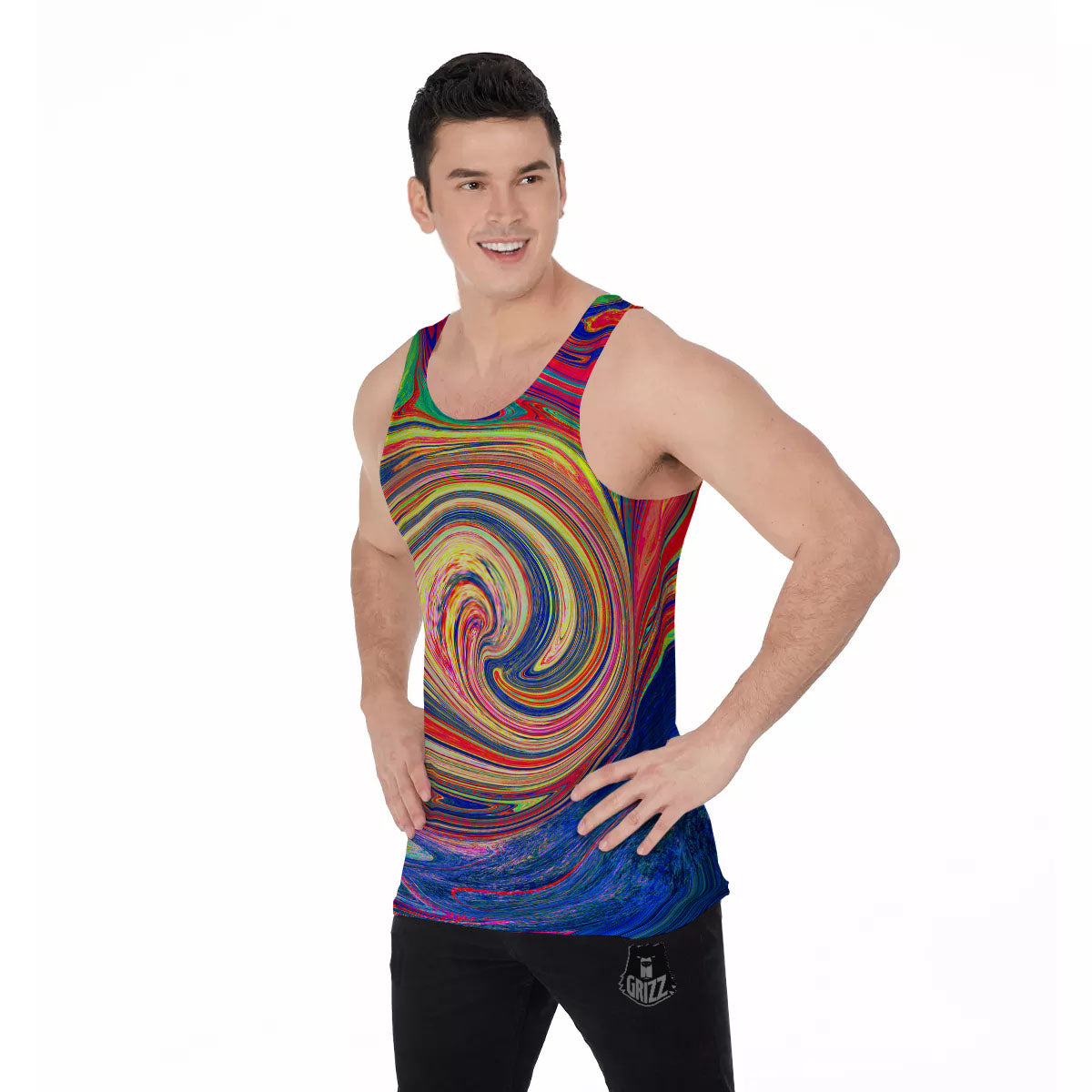 Liquid Trippy Abstract Psychedelic Print Men's Tank Top-grizzshop