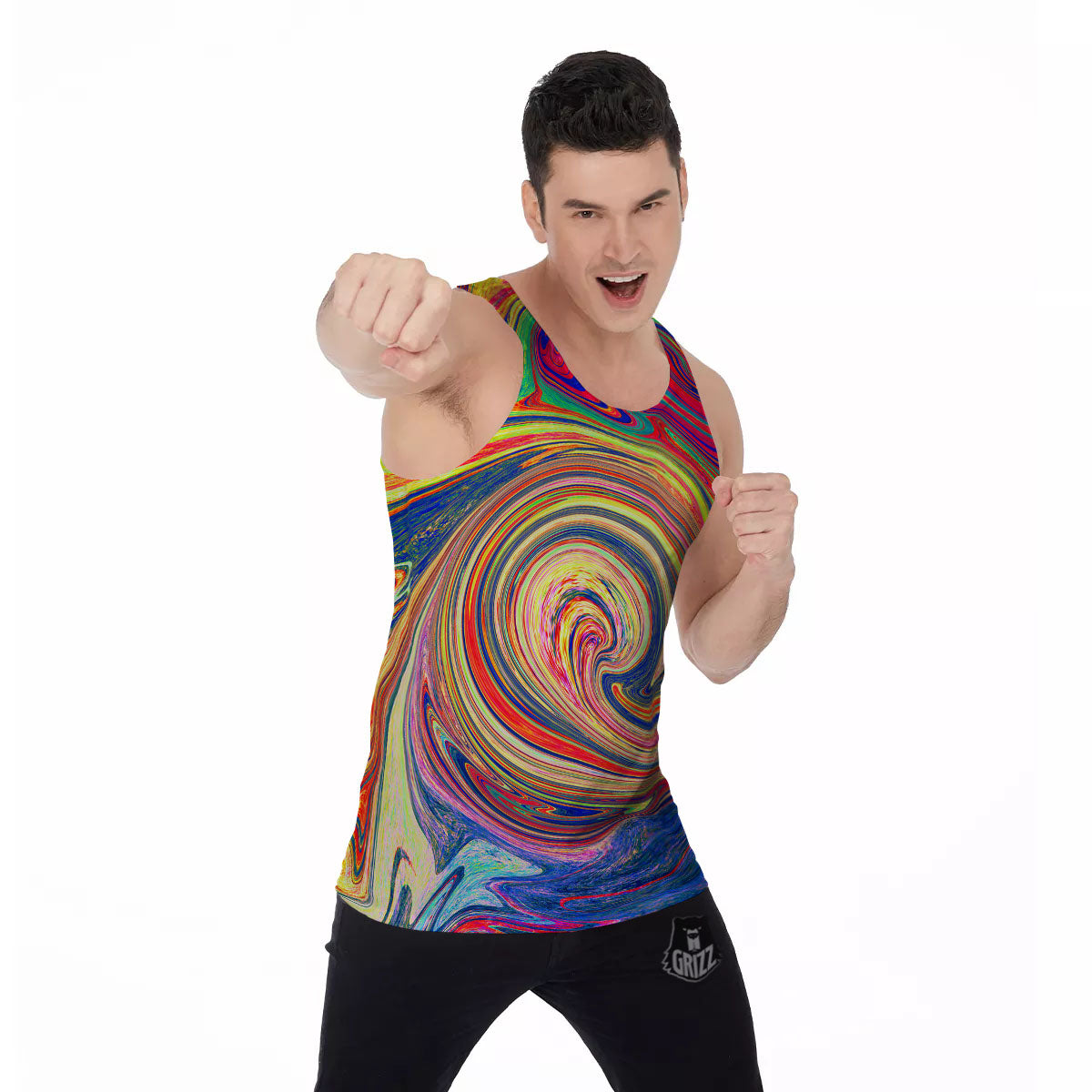 Liquid Trippy Abstract Psychedelic Print Men's Tank Top-grizzshop