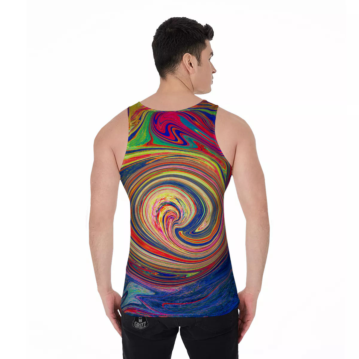 Liquid Trippy Abstract Psychedelic Print Men's Tank Top-grizzshop