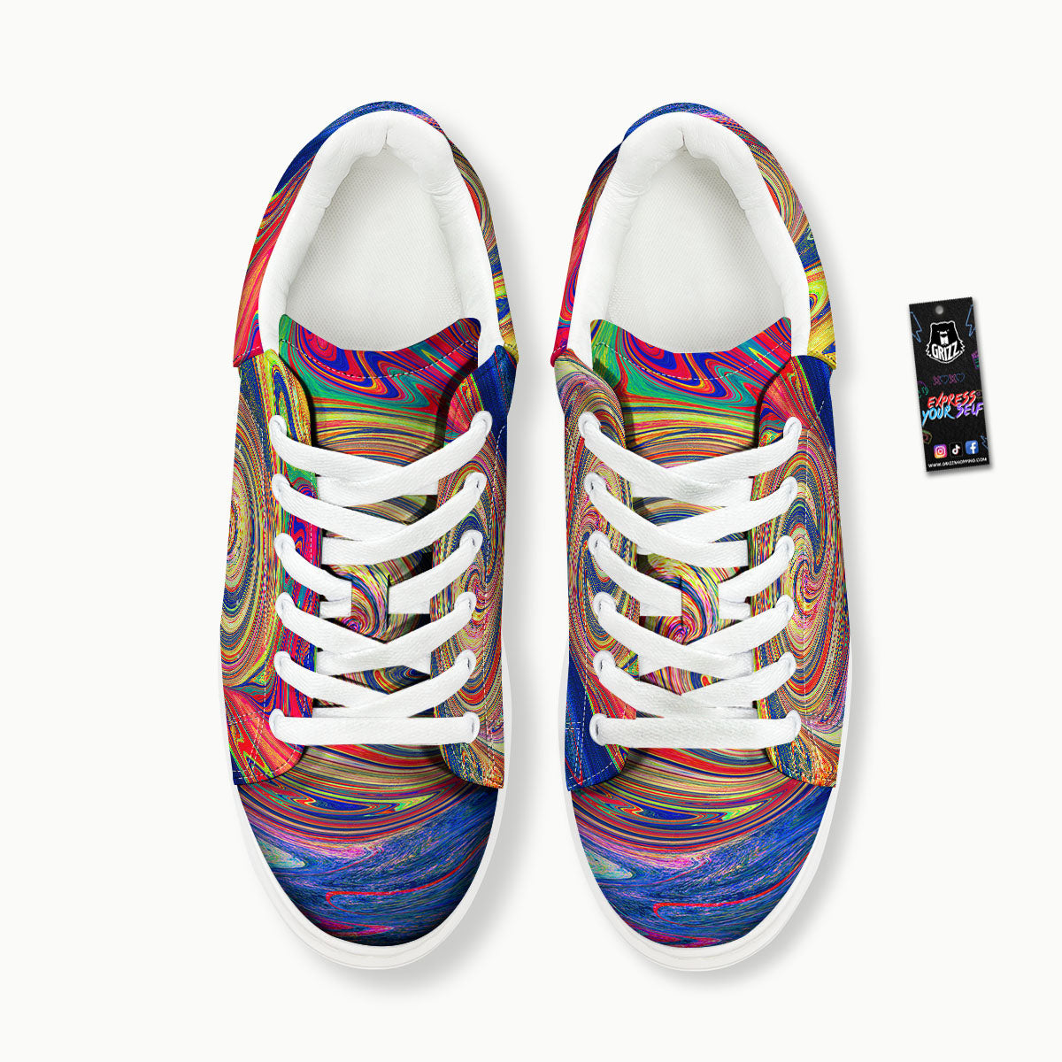 Liquid Trippy Abstract Psychedelic Print Platform Shoes-grizzshop