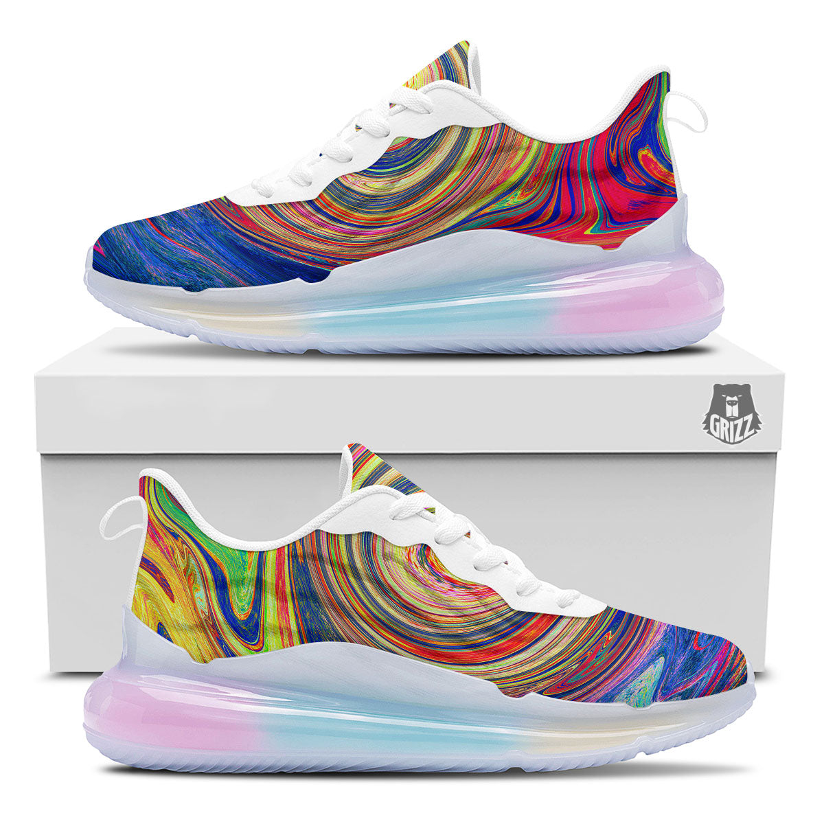 Liquid Trippy Abstract Psychedelic Print Running Sneakers-grizzshop
