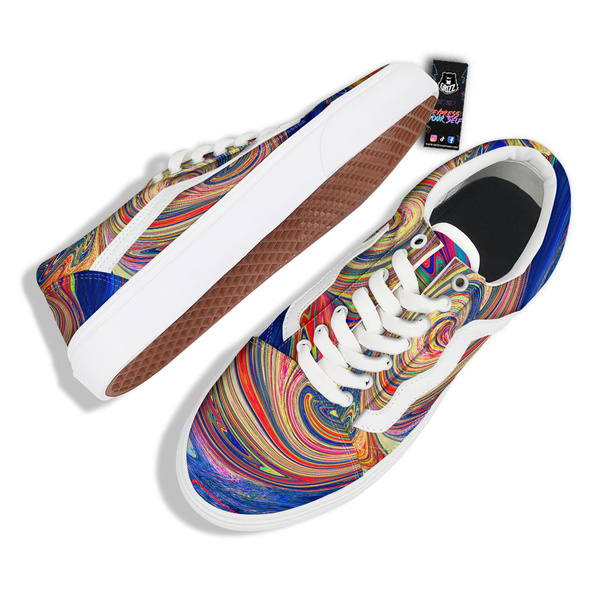 Liquid Trippy Abstract Psychedelic Print Skate Shoes-grizzshop