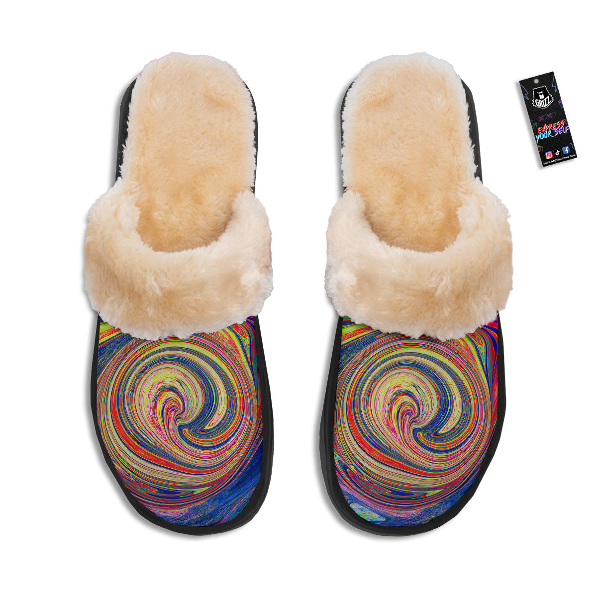 Liquid Trippy Abstract Psychedelic Print Slippers-grizzshop