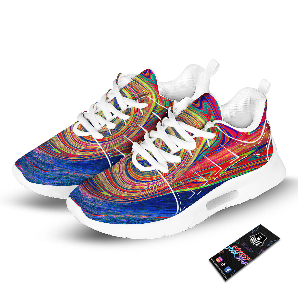 Liquid Trippy Abstract Psychedelic Print Tennis Shoes-grizzshop