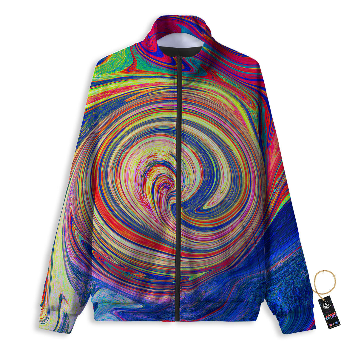 Liquid Trippy Abstract Psychedelic Print Track Jacket-grizzshop