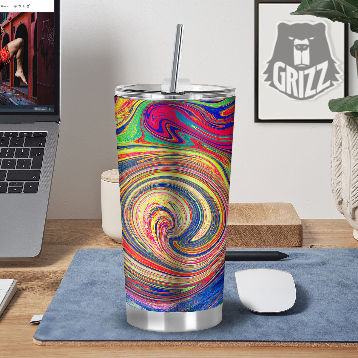 Liquid Trippy Abstract Psychedelic Print Tumbler-grizzshop
