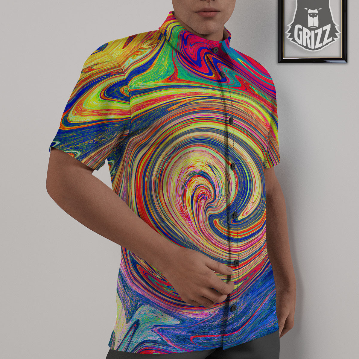 Liquid Trippy Abstract Psychedelic Print Untucked Shirts-grizzshop