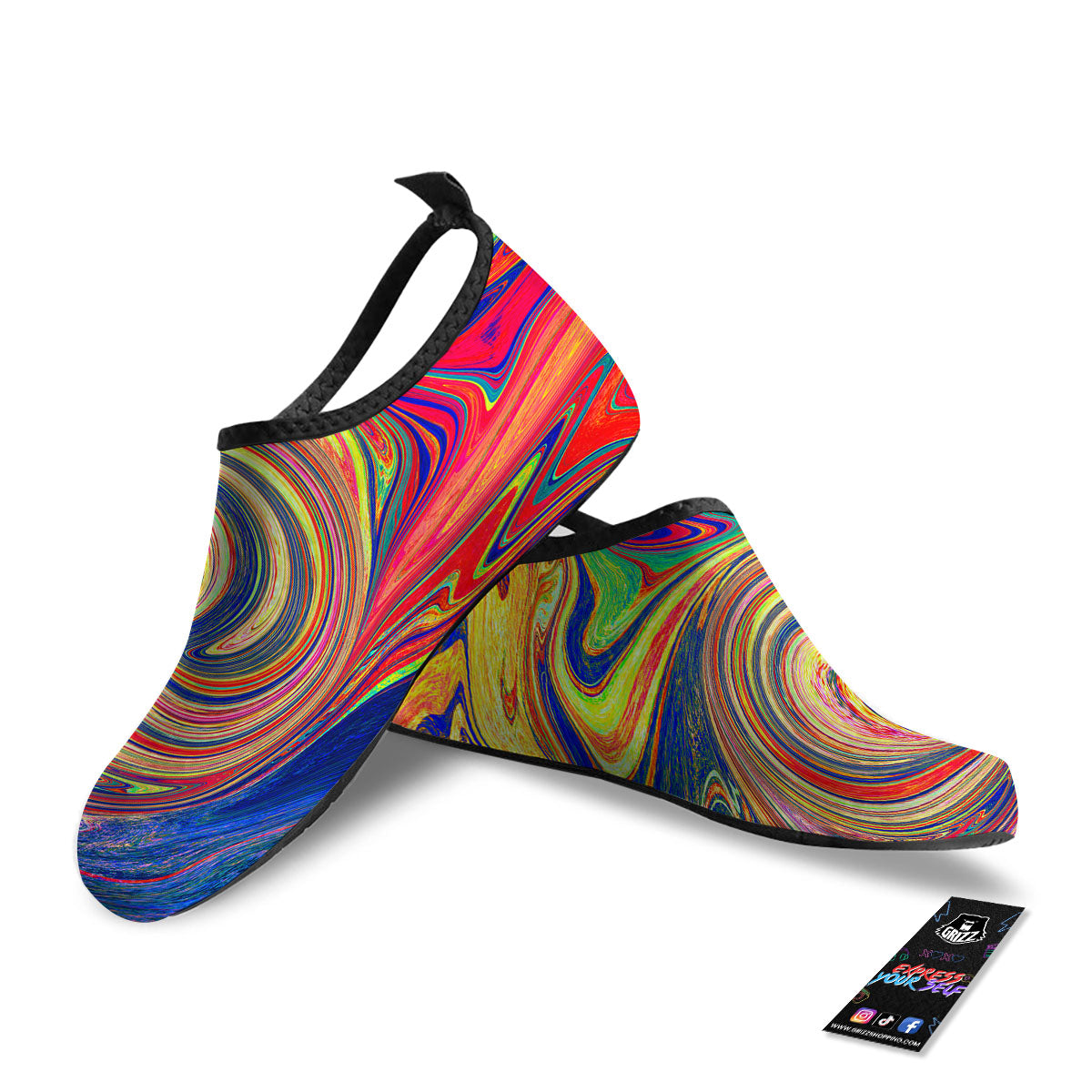 Liquid Trippy Abstract Psychedelic Print Water Shoes-grizzshop